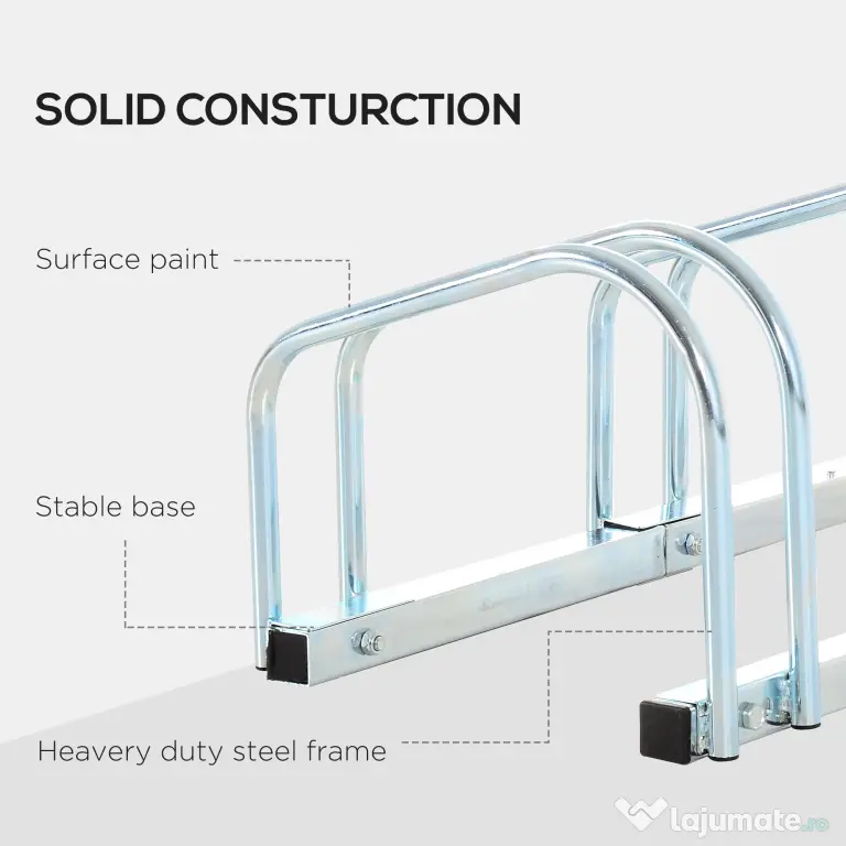HOMCOM Suport de parcare pentru 6 biciclete din otel, 179x33x27 cm, argintiu