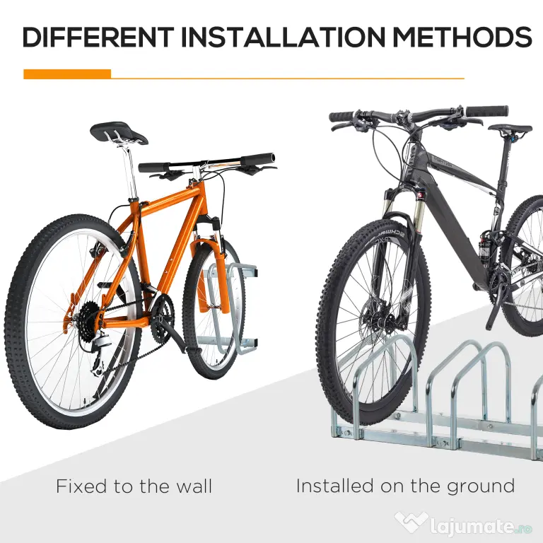 HOMCOM Suport de parcare pentru 6 biciclete din otel, 179x33x27 cm, argintiu