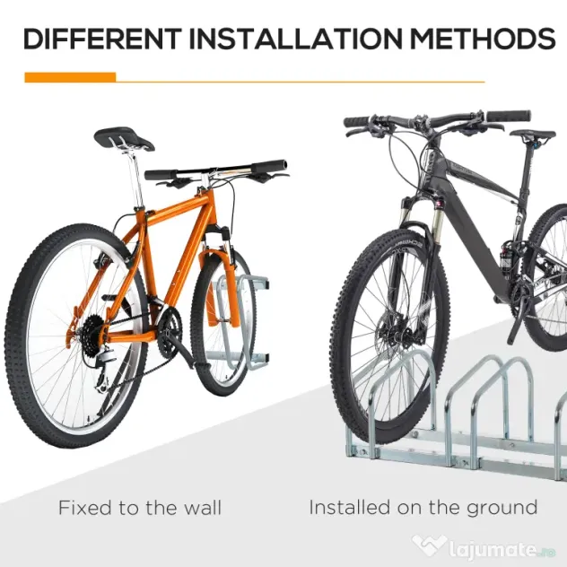 HOMCOM Suport de parcare pentru 6 biciclete din otel, 179x33x27 cm, argintiu