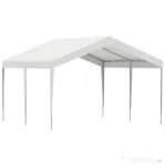 Outsunny Foisor 4x4m cu Acoperis de Protectie impotriva Razelor UV, Ploaie si Vant pentru Vehicule, Nunti si Petreceri - Alb