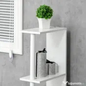 Kleankin Coloana pentru baie cu 2 rafturi si 2 dulapuri, dulap de baie cu economie de spatiu mare din MDF, 15,2x29,8x118cm, alb si lemn 