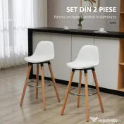 Homcom Set 2 Scaune Bar – Alb, Spatar & Perna pentru Confort 