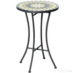 Outsunny Masuta de Gradina din Metal cu Blat din Mozaic Ceramic, Ф35.5x53.5cm, Multicolor | Aosom Romania
