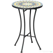 Outsunny Masuta de Gradina din Metal cu Blat din Mozaic Ceramic, Ф35.5x53.5cm, Multicolor | Aosom Romania 