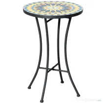 Outsunny Masuta de Gradina din Metal cu Blat din Mozaic Ceramic, Ф35.5x53.5cm, Multicolor | Aosom Romania