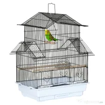 PawHut Cusca pentru Păsări din Metal și Plastic, cu Mâner de Transport și Tavă Detașabilă, Alb, 50.5x41x63 cm | Aosom Romania