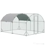 PawHut Coteț pentru Găini de Exterior, 2.8x3.8x2m Recintă din Oțel Zincat cu Acoperiș Impermeabil Anti-UV și Încuietoare, Găini, Iepuri și Rațe | Aosom Romania