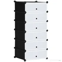 HOMCOM Mobilier pentru incaltaminte modular, 6 cuburi 45x35x17cm din plastic PP si otel, alb | Aosom Romania