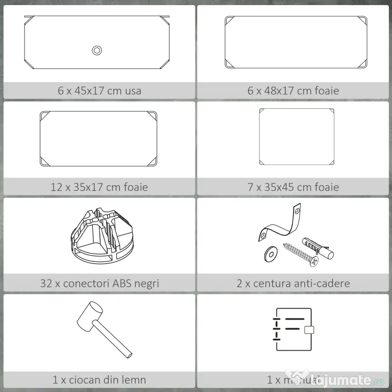 HOMCOM Mobilier pentru incaltaminte modular, 6 cuburi 45x35x17cm din plastic PP si otel, alb | Aosom Romania