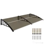 Outsunny Copertina de exterior pentru ferestre si usi, din policarbonat si aluminiu, 200x96x27cm – maro