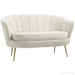 Homcom Canapea Vintage 130×77×77 cm – 2 Locuri, Catifea Crem, Stil Chic