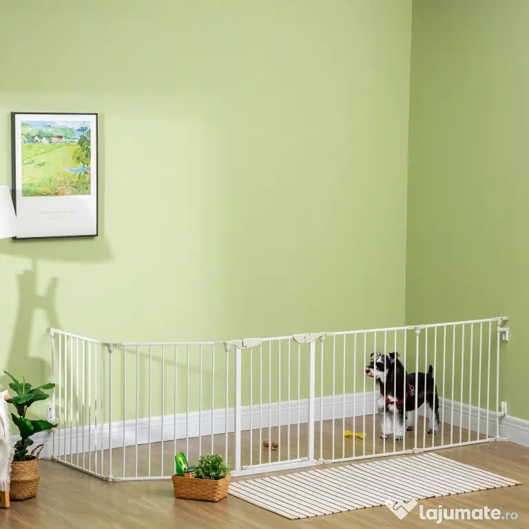PawHut Gard Pliabil și Modular pentru Câini cu 3 Panouri Alb | Aosom Romania