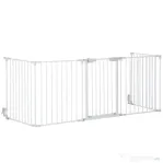 PawHut Poartă pentru câini reglabilă și pliabilă, cu închidere automată și sistem de blocare, 300x74,5 cm, alb