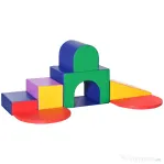 HOMCOM Set de Joc pentru Copii 1-3 Ani cu 7 Blocuri Multicolor în PU și EPE, 170x130x40 cm