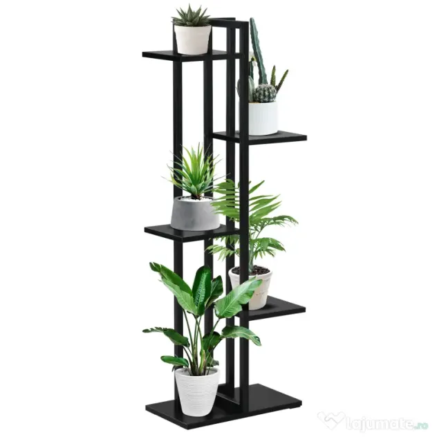 Outsunny Suport pentru Plante cu 5 Niveluri, Raft de Colt pentru Plante, Suport pentru Ghiveci, Organizator Decorativ