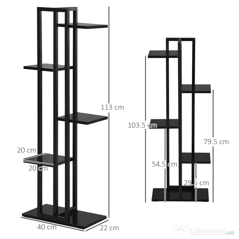 Outsunny Suport pentru Plante cu 5 Niveluri, Raft de Colt pentru Plante, Suport pentru Ghiveci, Organizator Decorativ