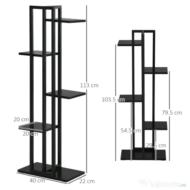 Outsunny Suport pentru Plante cu 5 Niveluri, Raft de Colt pentru Plante, Suport pentru Ghiveci, Organizator Decorativ