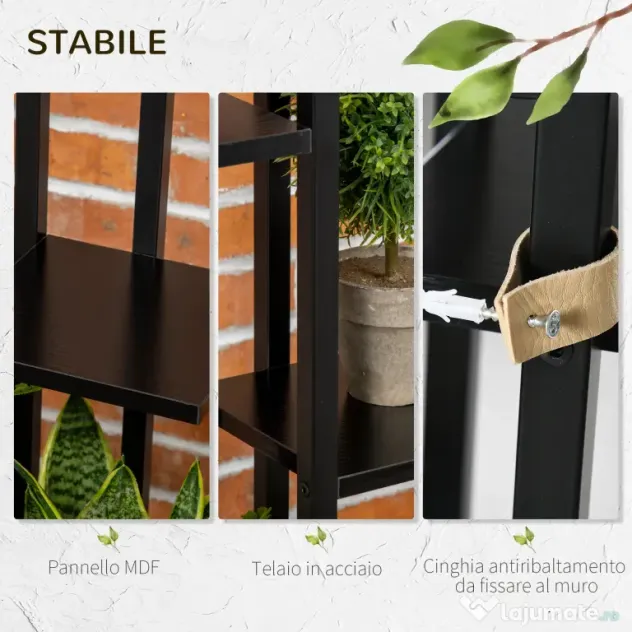 Outsunny Suport pentru Plante cu 5 Niveluri, Raft de Colt pentru Plante, Suport pentru Ghiveci, Organizator Decorativ
