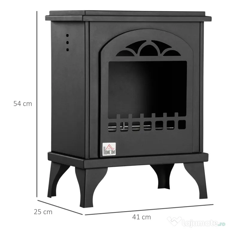 Homcom semineu Bioetanol – Metalic, Ardere 3h, 41×25×54 cm Negru