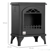 Homcom semineu Bioetanol – Metalic, Ardere 3h, 41×25×54 cm Negru