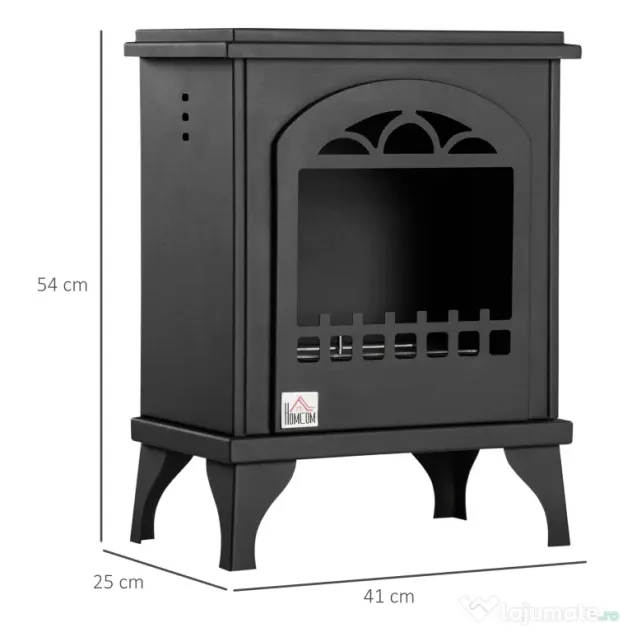 Homcom semineu Bioetanol – Metalic, Ardere 3h, 41×25×54 cm Negru