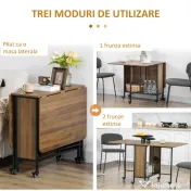 Homcom Masa Pliabila Industriala – Lemn & Metal cu 6 Roti si Raft