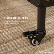 Homcom Masa Pliabila Industriala – Lemn & Metal cu 6 Roti si Raft