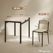 HOMCOM Set de masa din 5 Piese cu 1 masa dreptunghiulara 100x63x76.5 cm si 4 Scaune 45x40x82 cm, din otel si MDF, Negru si lemn natural 