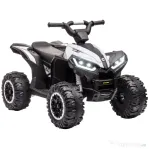 HOMCOM ATV electric pentru copii 12V, 2 viteze, roți late cu claxon și faruri LED, vârsta 3-5 ani, alb