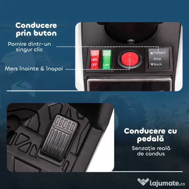 HOMCOM ATV Electric pentru Copii, Motocicletă pentru Copii cu Motor Dublu, 2 Viteze, Roți Late și Faruri LED, 83x53x55.5 cm, Alb | Aosom Romania
