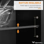 HOMCOM Carucior de bucatarie multifunctional din lemn cu 2 sertare, dulapior si 4 roti, 104x46x91cm, negru