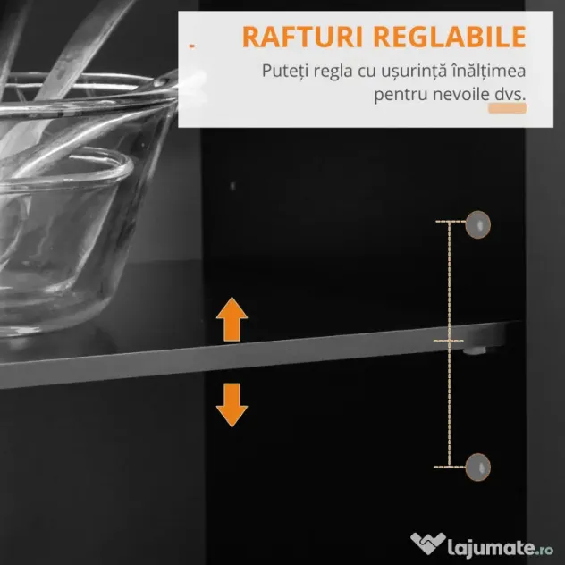 HOMCOM Carucior de bucatarie multifunctional din lemn cu 2 sertare, dulapior si 4 roti, 104x46x91cm, negru