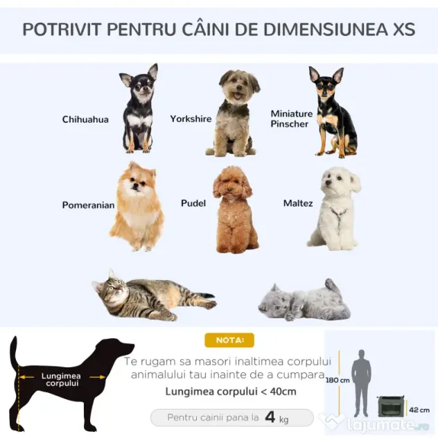 PawHut Geantă de Transport Moale pentru Câini Mini și Pisici, Cușcă de Călătorie cu Pernă Detașabilă, Geantă de Transport și Uși Din Plasă Respirabilă, 60x42x42 cm, Gri | Aosom Romania