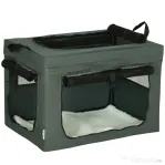 PawHut Geantă de Transport Moale pentru Câini Mini și Pisici, Cușcă de Călătorie cu Pernă Detașabilă, Geantă de Transport și Uși Din Plasă Respirabilă, 60x42x42 cm, Gri