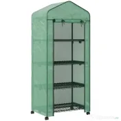 Outsunny Sera Portabilă, Seră pentru Plante, Flori, Structură Exterioară cu 4 Rafturi, Acoperire PE, Verde 