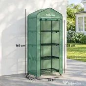 Outsunny Sera Portabilă, Seră pentru Plante, Flori, Structură Exterioară cu 4 Rafturi, Acoperire PE, Verde 