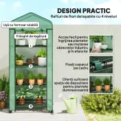 Outsunny Sera Portabilă, Seră pentru Plante, Flori, Structură Exterioară cu 4 Rafturi, Acoperire PE, Verde 