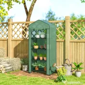 Outsunny Sera Portabilă, Seră pentru Plante, Flori, Structură Exterioară cu 4 Rafturi, Acoperire PE, Verde 