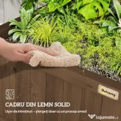 Outsunny Jardinieră Ridicată pentru Exterior cu Spalier și Bară Superioară, Jardinieră din Lemn de Brad cu Găuri de Drenaj pentru Flori și Legume, pentru Grădină și Balcon, Cafeniu Întunecat