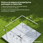 Outsunny Acoperiș pentru Gazebo Pergolă cu 10 Orificii de Drenaj din Poliester, 250x255 cm, pentru Pergolă 3x3 m, Maro Deschis 
