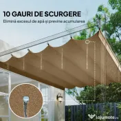 Outsunny Acoperiș pentru Gazebo Pergolă cu 10 Orificii de Drenaj din Poliester, 250x255 cm, pentru Pergolă 3x3 m, Maro Deschis 