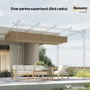 Outsunny Acoperiș pentru Gazebo Pergolă cu 10 Orificii de Drenaj din Poliester, 250x255 cm, pentru Pergolă 3x3 m, Maro Deschis 