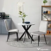 HOMCOM Scaune de Luat Masa Set de 2 Scaune de luat Masa, Scaune de Bucatarie Moderne din Tesatura de Catifea cu Spatar cu Canale si Picioare din Otel pentru Camera de Luat Masa, Camera de Zi, Gri 