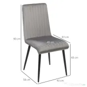 HOMCOM Scaune de Luat Masa Set de 2 Scaune de luat Masa, Scaune de Bucatarie Moderne din Tesatura de Catifea cu Spatar cu Canale si Picioare din Otel pentru Camera de Luat Masa, Camera de Zi, Gri 