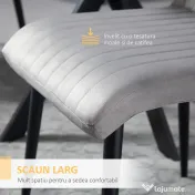 HOMCOM Scaune de Luat Masa Set de 2 Scaune de luat Masa, Scaune de Bucatarie Moderne din Tesatura de Catifea cu Spatar cu Canale si Picioare din Otel pentru Camera de Luat Masa, Camera de Zi, Gri 