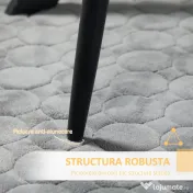 HOMCOM Scaune de Luat Masa Set de 2 Scaune de luat Masa, Scaune de Bucatarie Moderne din Tesatura de Catifea cu Spatar cu Canale si Picioare din Otel pentru Camera de Luat Masa, Camera de Zi, Gri 