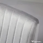 HOMCOM Scaune de Luat Masa Set de 2 Scaune de luat Masa, Scaune de Bucatarie Moderne din Tesatura de Catifea cu Spatar cu Canale si Picioare din Otel pentru Camera de Luat Masa, Camera de Zi, Gri 