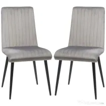 HOMCOM Set 2 Scaune Elegante pentru Dining, Catifea Gri și Picioare din Oțel, Confortabile, Suportă până la 120kg | Aosom Romania
