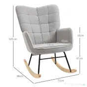 Homcom Fotoliu Balansoar Tapitat – Gri Deschis, 71×98×101 cm 