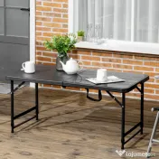 Outsunny Masă Pliabilă pentru Grădină, Înălțime Reglabilă, Capacitate 4 Persoane, Masă Dreptunghiulară Portabilă pentru Camping și Terasă, 120x60cm 